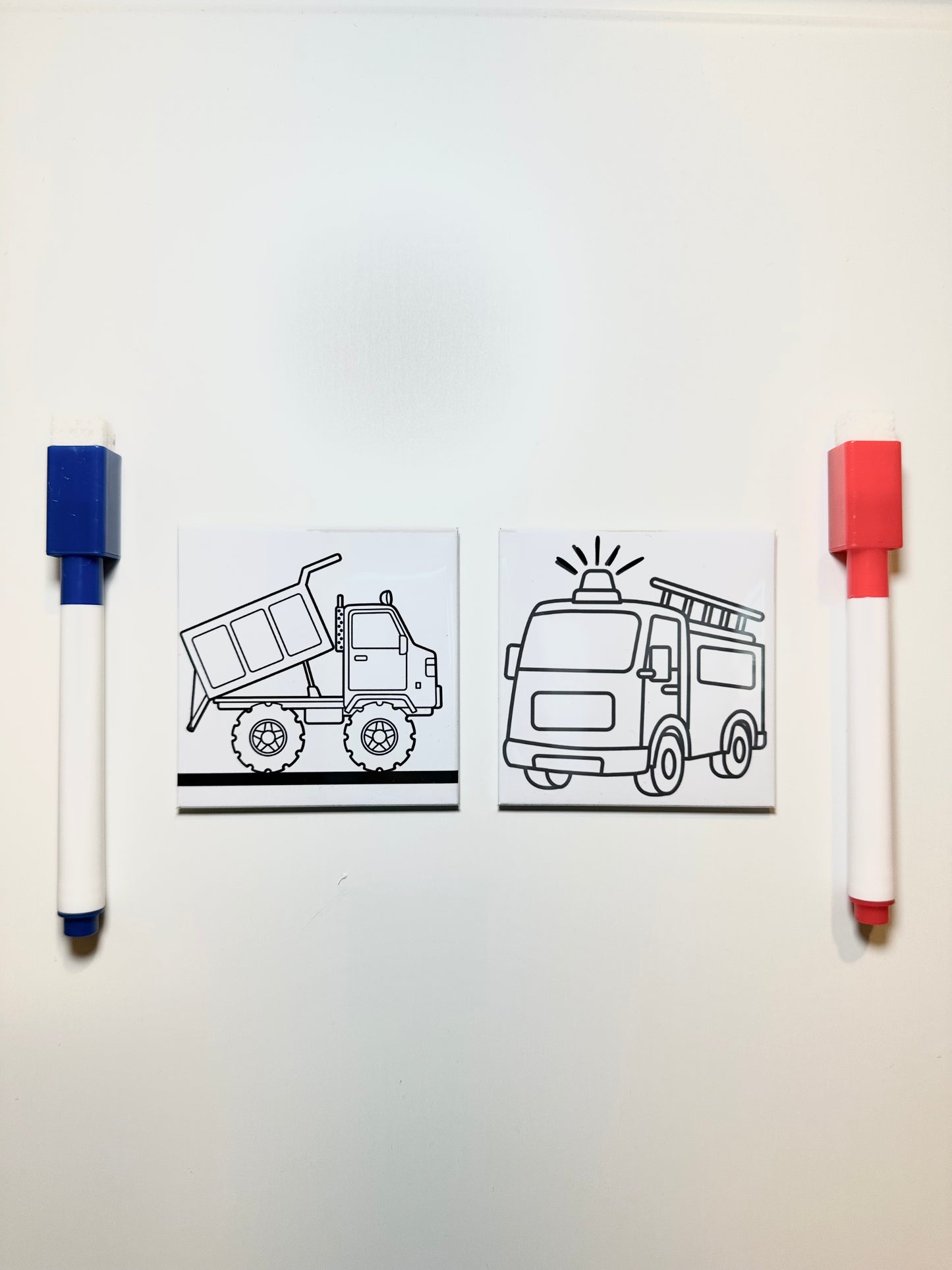 Dry erase coloring magnets
