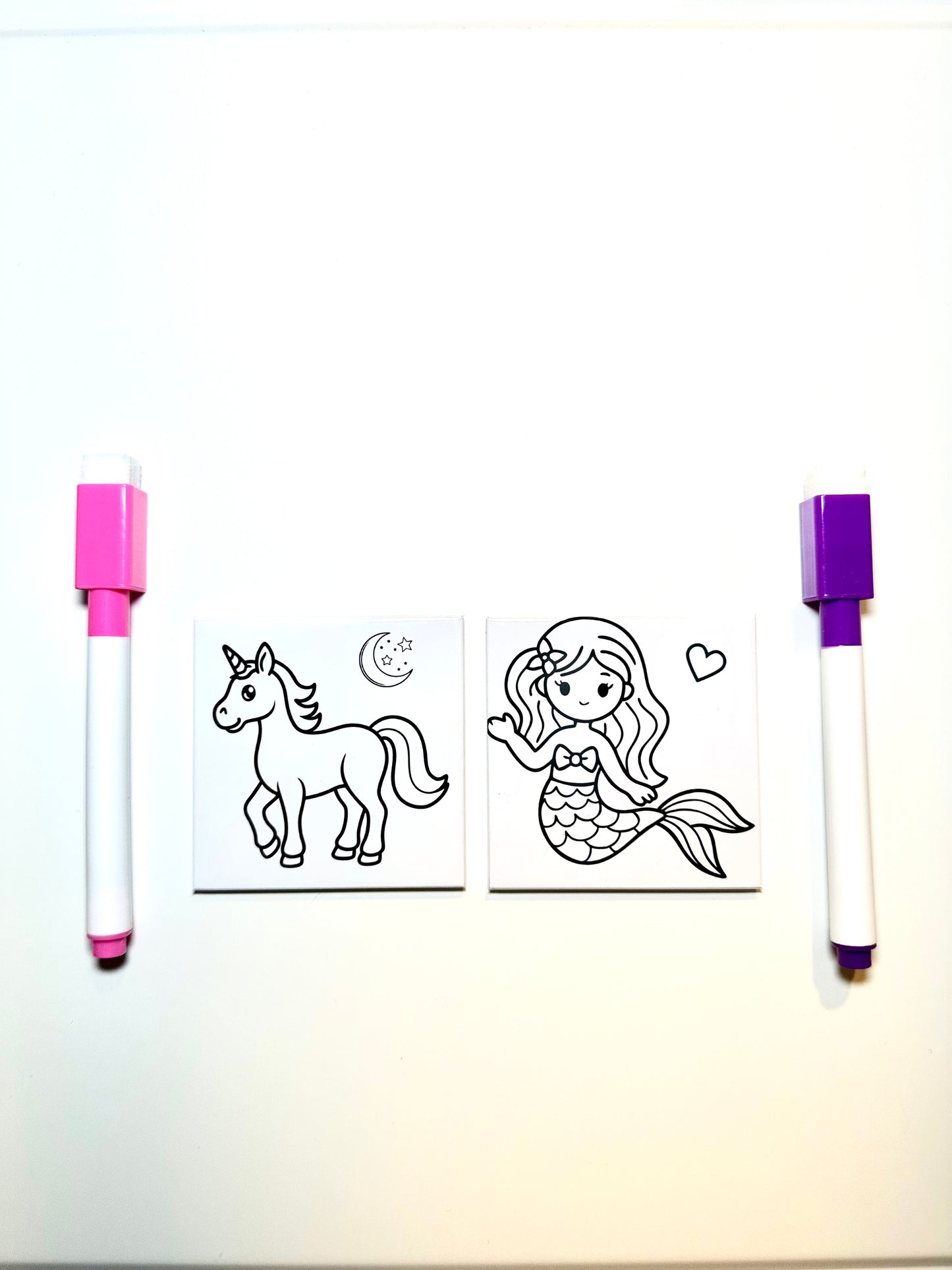 Dry erase coloring magnets